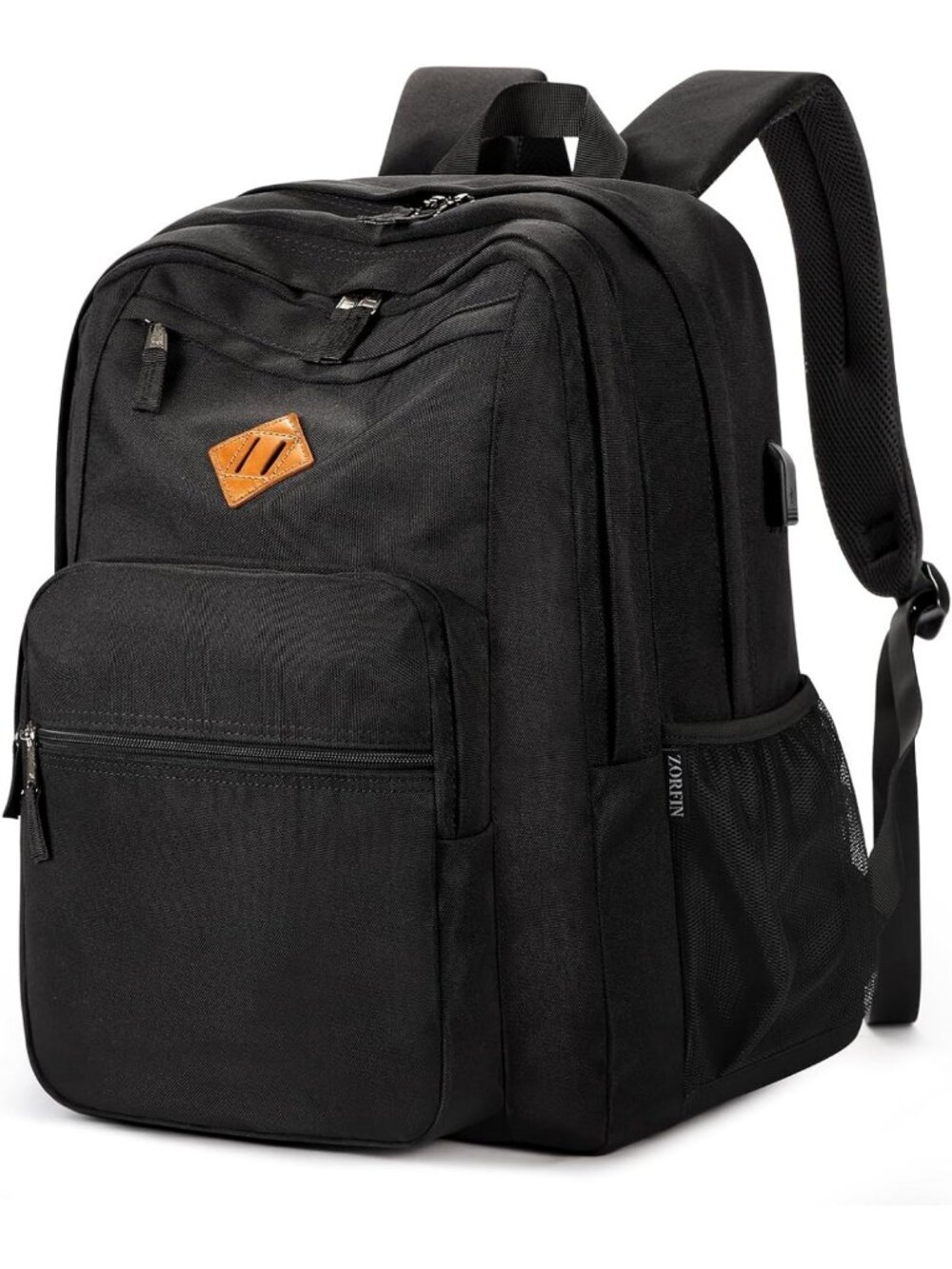 Water-Resistant 36L Black Backpack for College, Travel & Daily Use - Stylish